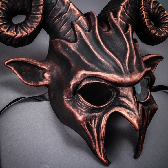 Krampus Ram Demon Horns Devil Halloween Mask Cosplay Costume Party Face Mask - Picture 2 of 3